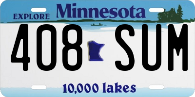 MN license plate 408SUM