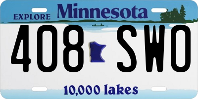 MN license plate 408SWO