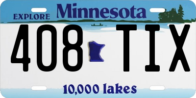 MN license plate 408TIX