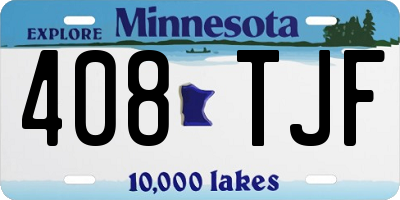MN license plate 408TJF