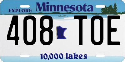 MN license plate 408TOE