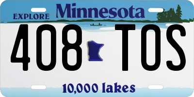 MN license plate 408TOS