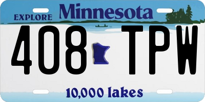MN license plate 408TPW