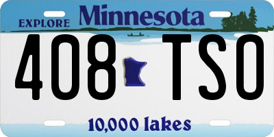 MN license plate 408TSO