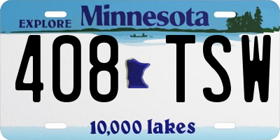 MN license plate 408TSW