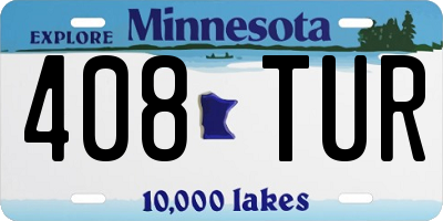 MN license plate 408TUR