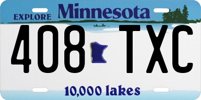 MN license plate 408TXC