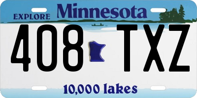 MN license plate 408TXZ