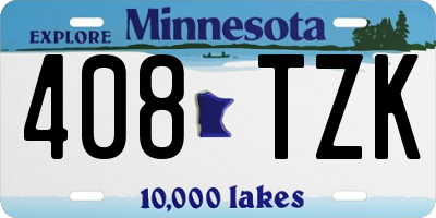 MN license plate 408TZK