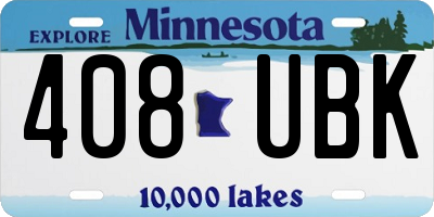 MN license plate 408UBK