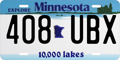 MN license plate 408UBX