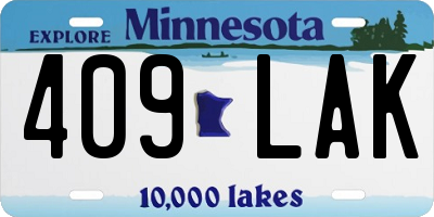 MN license plate 409LAK