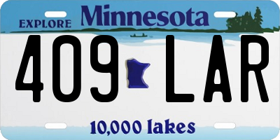 MN license plate 409LAR