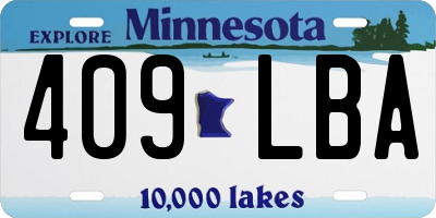 MN license plate 409LBA