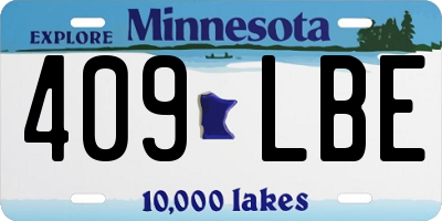 MN license plate 409LBE