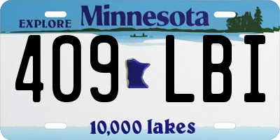 MN license plate 409LBI