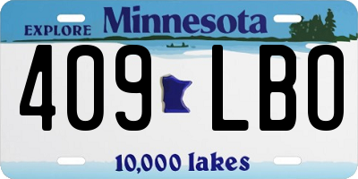 MN license plate 409LBO