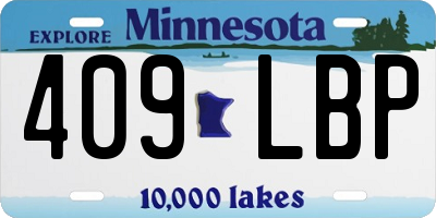 MN license plate 409LBP