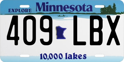 MN license plate 409LBX