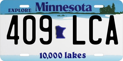 MN license plate 409LCA