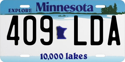 MN license plate 409LDA