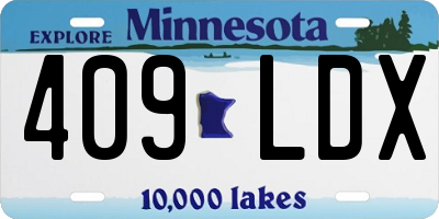MN license plate 409LDX