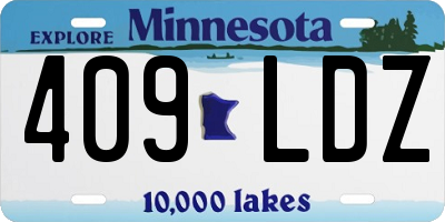 MN license plate 409LDZ