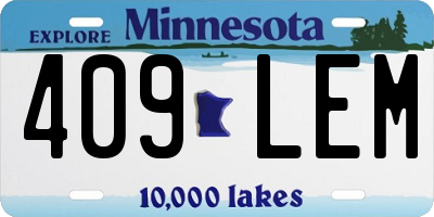 MN license plate 409LEM