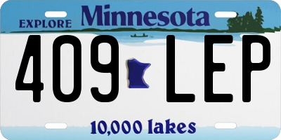 MN license plate 409LEP
