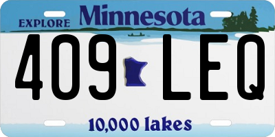 MN license plate 409LEQ