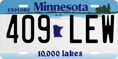 MN license plate 409LEW