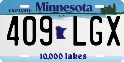 MN license plate 409LGX