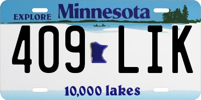 MN license plate 409LIK
