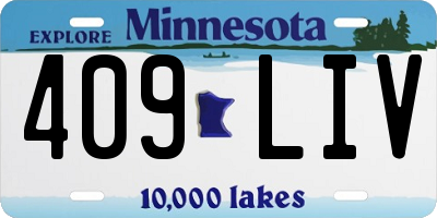 MN license plate 409LIV