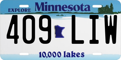 MN license plate 409LIW