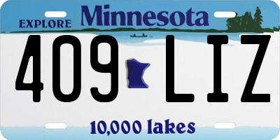 MN license plate 409LIZ