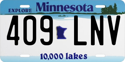 MN license plate 409LNV