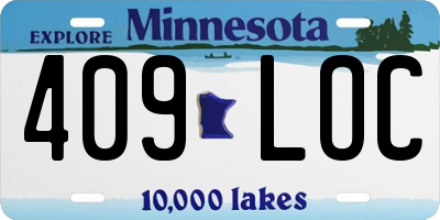 MN license plate 409LOC