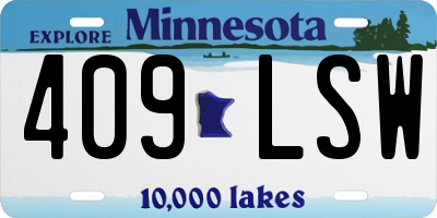 MN license plate 409LSW
