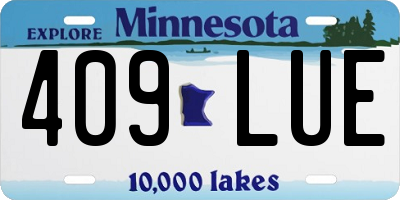 MN license plate 409LUE
