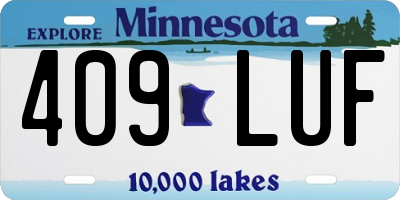 MN license plate 409LUF