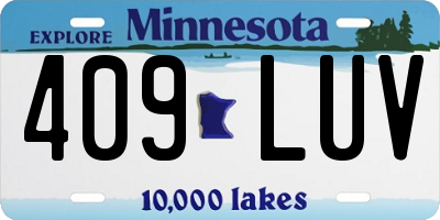 MN license plate 409LUV