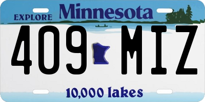 MN license plate 409MIZ