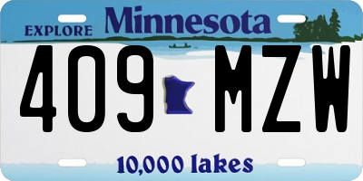 MN license plate 409MZW