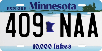 MN license plate 409NAA