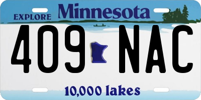 MN license plate 409NAC