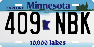 MN license plate 409NBK