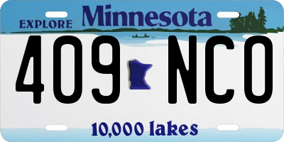 MN license plate 409NCO