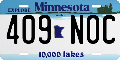 MN license plate 409NOC