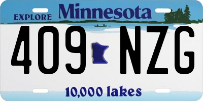 MN license plate 409NZG